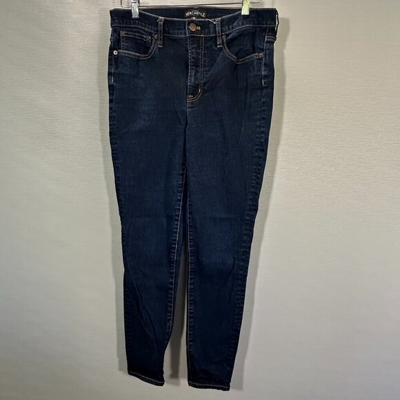 J Crew Mercantile Jeans Womens 30 Mid Rise Skinny Cotton Stretch Denim Dark Wash - Picture 1 of 7